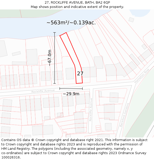 27, ROCKLIFFE AVENUE, BATH, BA2 6QP: Plot and title map