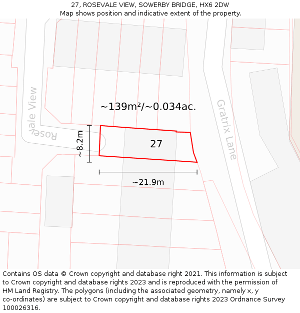 27, ROSEVALE VIEW, SOWERBY BRIDGE, HX6 2DW: Plot and title map