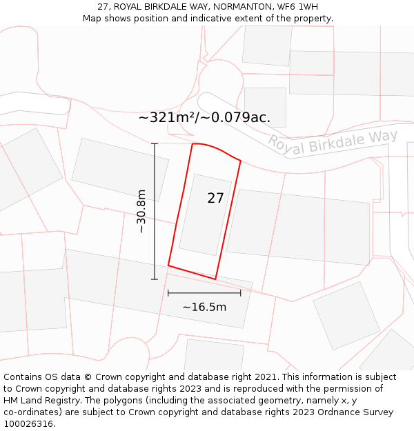 27, ROYAL BIRKDALE WAY, NORMANTON, WF6 1WH: Plot and title map