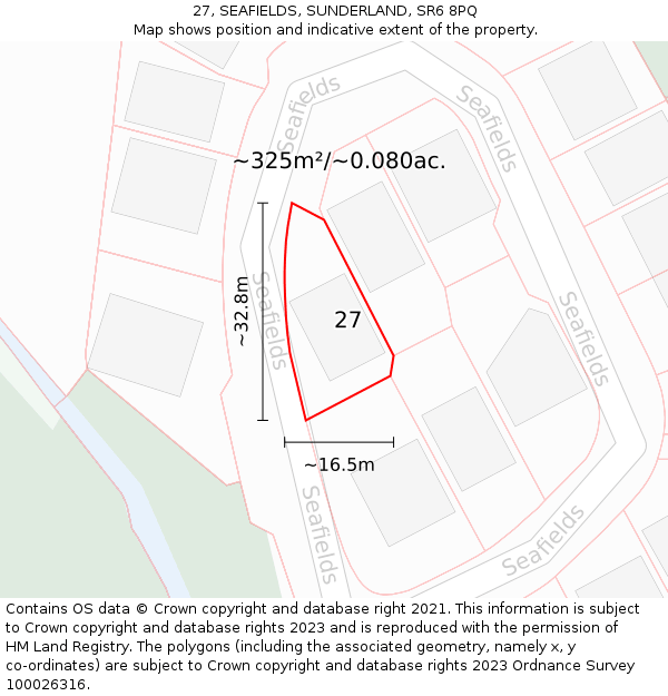 27, SEAFIELDS, SUNDERLAND, SR6 8PQ: Plot and title map