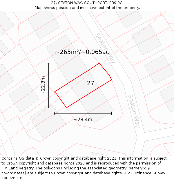 27, SEATON WAY, SOUTHPORT, PR9 9GJ: Plot and title map