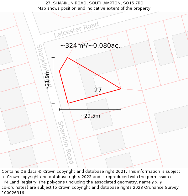 27, SHANKLIN ROAD, SOUTHAMPTON, SO15 7RD: Plot and title map