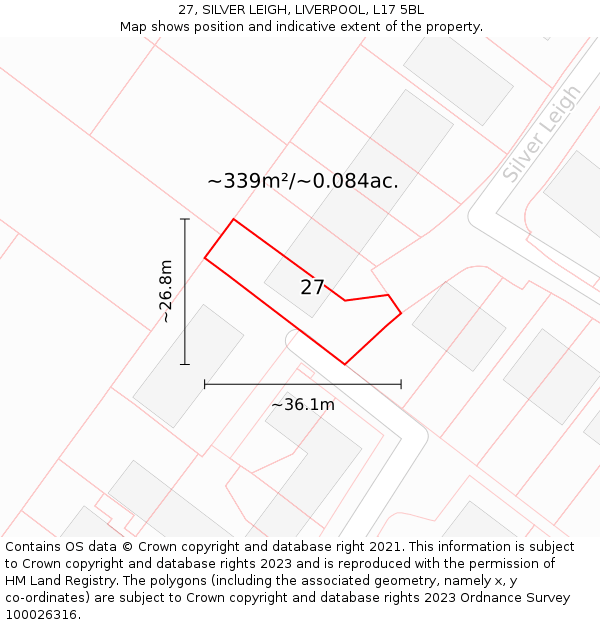 27, SILVER LEIGH, LIVERPOOL, L17 5BL: Plot and title map