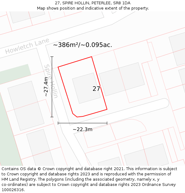 27, SPIRE HOLLIN, PETERLEE, SR8 1DA: Plot and title map