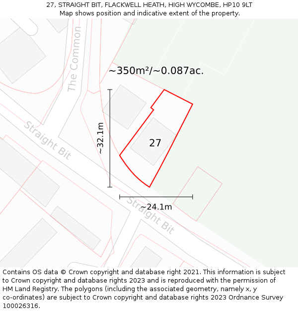 27, STRAIGHT BIT, FLACKWELL HEATH, HIGH WYCOMBE, HP10 9LT: Plot and title map