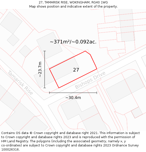 27, TAMARISK RISE, WOKINGHAM, RG40 1WG: Plot and title map