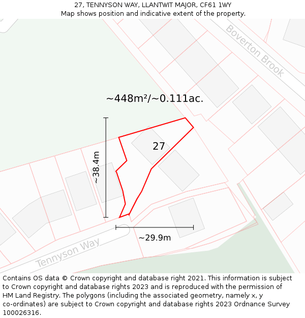 27, TENNYSON WAY, LLANTWIT MAJOR, CF61 1WY: Plot and title map