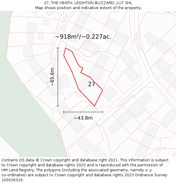 27, THE HEATH, LEIGHTON BUZZARD, LU7 3HL: Plot and title map