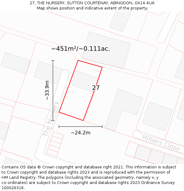 27, THE NURSERY, SUTTON COURTENAY, ABINGDON, OX14 4UA: Plot and title map