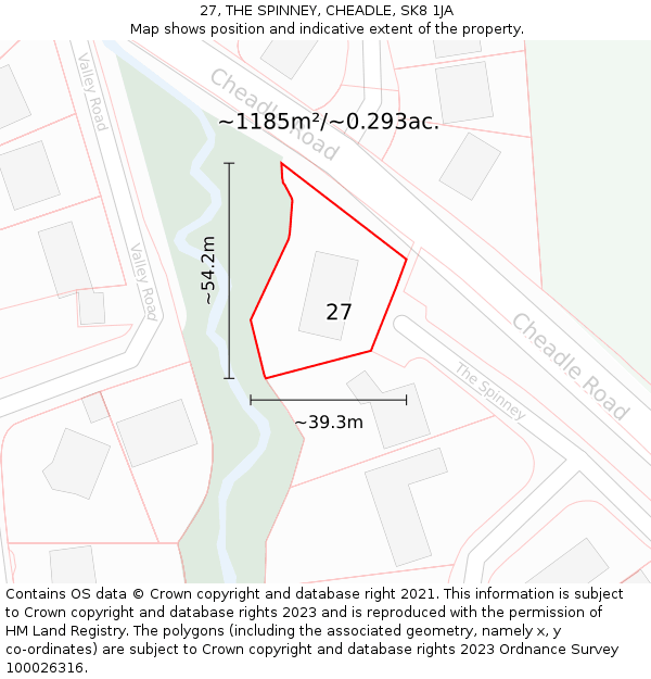 27, THE SPINNEY, CHEADLE, SK8 1JA: Plot and title map