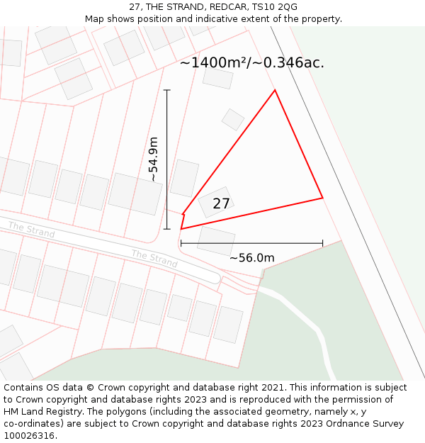 27, THE STRAND, REDCAR, TS10 2QG: Plot and title map