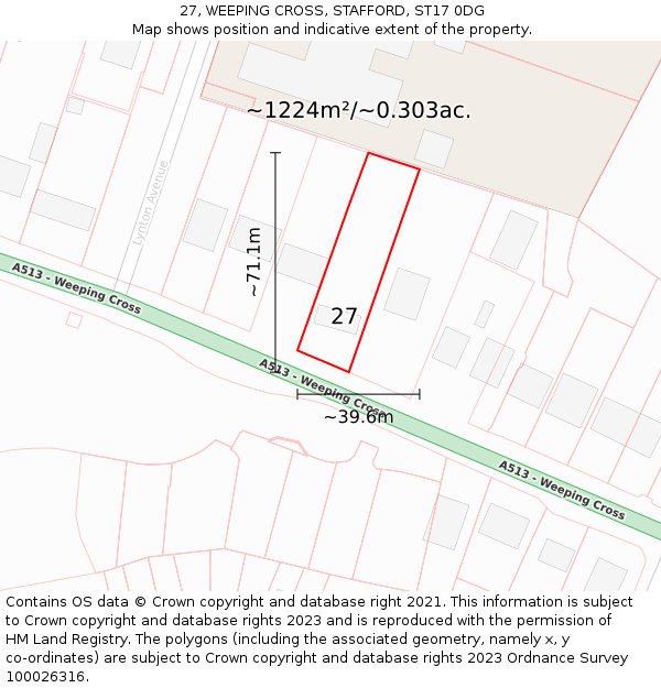 27, WEEPING CROSS, STAFFORD, ST17 0DG: Plot and title map