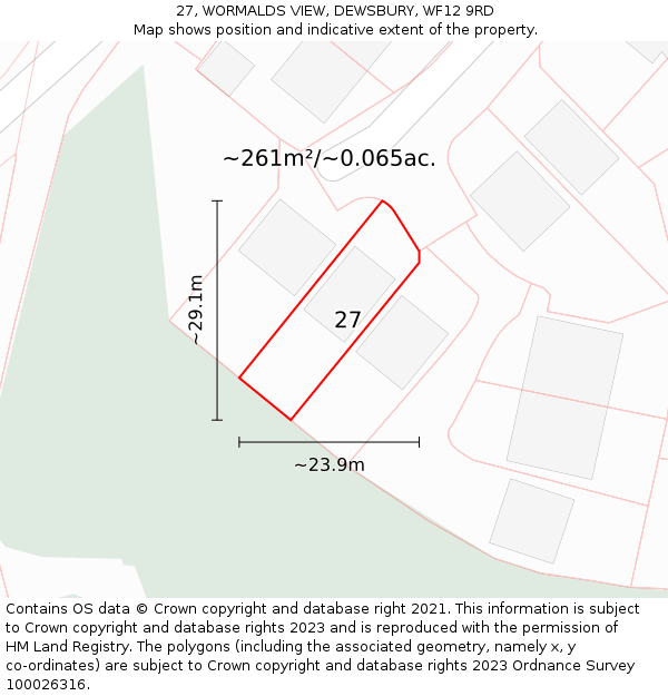 27, WORMALDS VIEW, DEWSBURY, WF12 9RD: Plot and title map