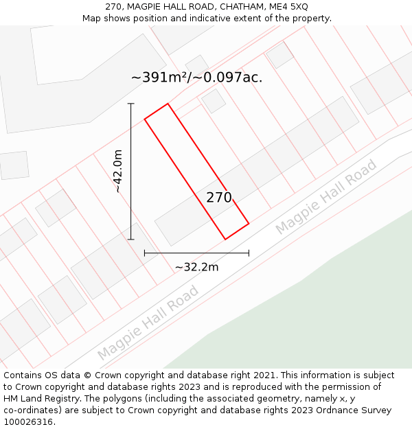 270, MAGPIE HALL ROAD, CHATHAM, ME4 5XQ: Plot and title map