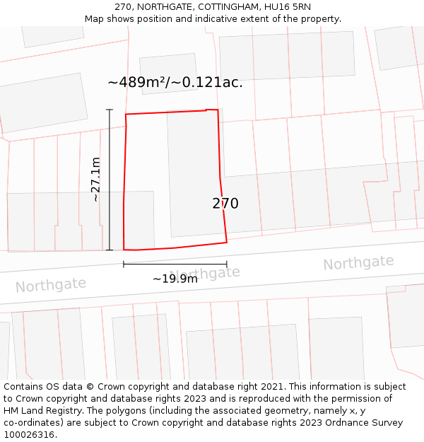 270, NORTHGATE, COTTINGHAM, HU16 5RN: Plot and title map