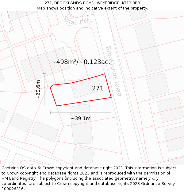 271, BROOKLANDS ROAD, WEYBRIDGE, KT13 0RB: Plot and title map