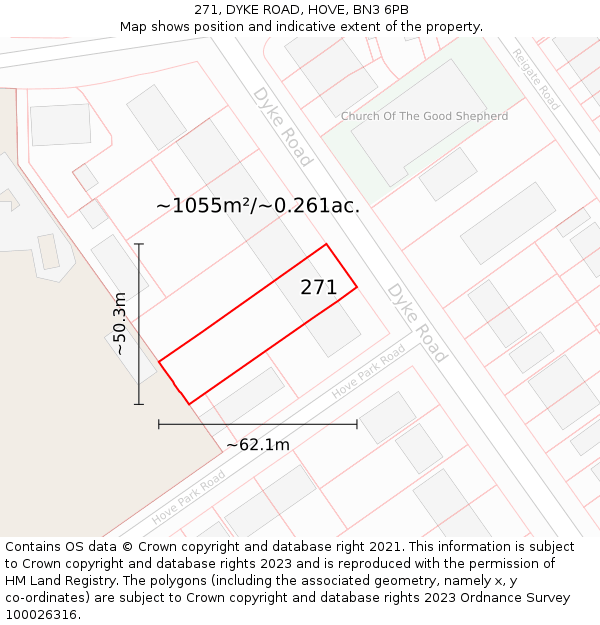 271, DYKE ROAD, HOVE, BN3 6PB: Plot and title map