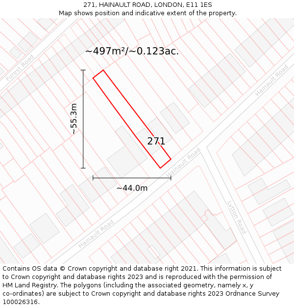 271, HAINAULT ROAD, LONDON, E11 1ES: Plot and title map