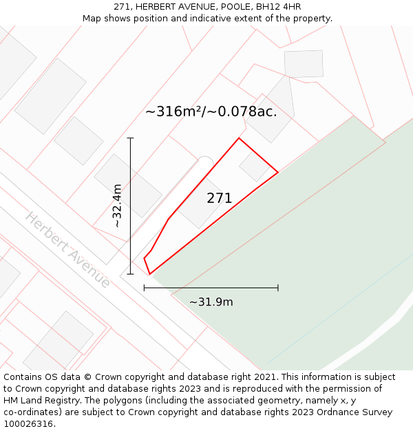 271, HERBERT AVENUE, POOLE, BH12 4HR: Plot and title map
