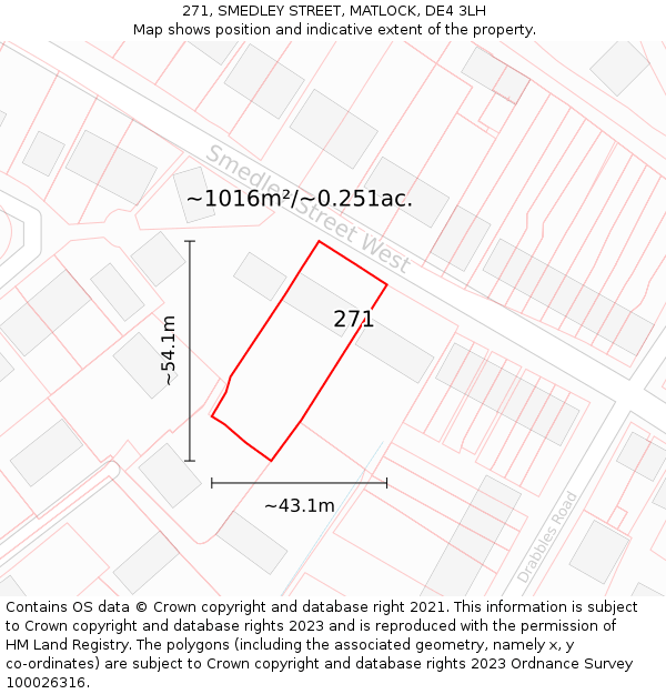 271, SMEDLEY STREET, MATLOCK, DE4 3LH: Plot and title map