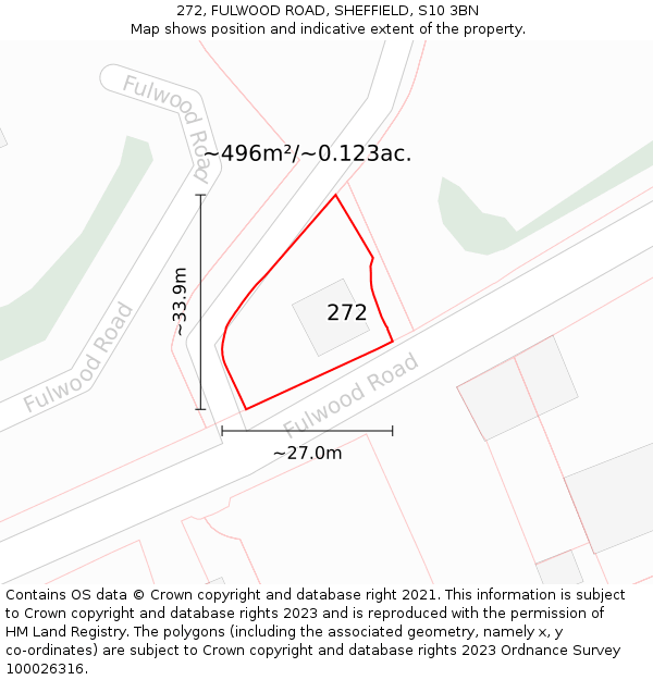 272, FULWOOD ROAD, SHEFFIELD, S10 3BN: Plot and title map