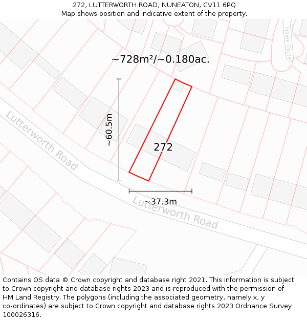272, LUTTERWORTH ROAD, NUNEATON, CV11 6PQ: Plot and title map