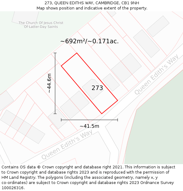 273, QUEEN EDITHS WAY, CAMBRIDGE, CB1 9NH: Plot and title map