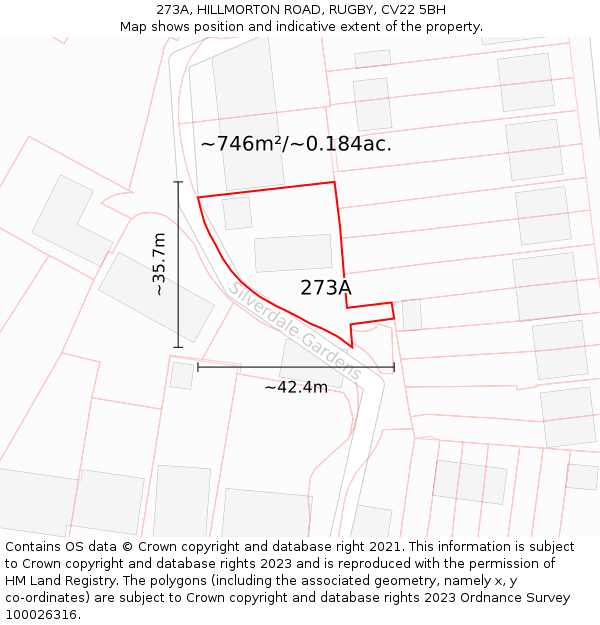 273A, HILLMORTON ROAD, RUGBY, CV22 5BH: Plot and title map