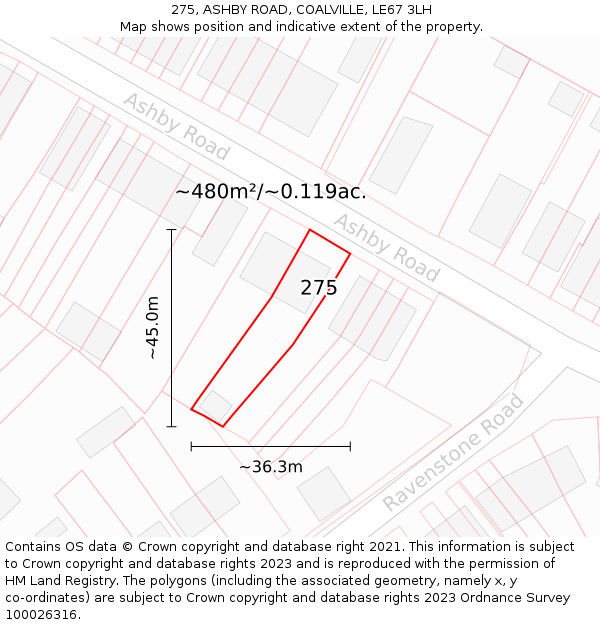275, ASHBY ROAD, COALVILLE, LE67 3LH: Plot and title map