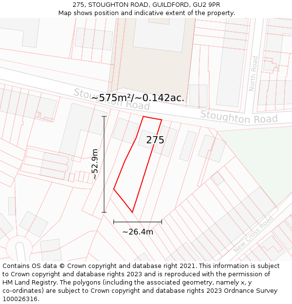 275, STOUGHTON ROAD, GUILDFORD, GU2 9PR: Plot and title map