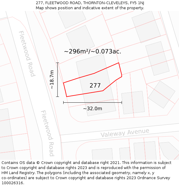 277, FLEETWOOD ROAD, THORNTON-CLEVELEYS, FY5 1NJ: Plot and title map