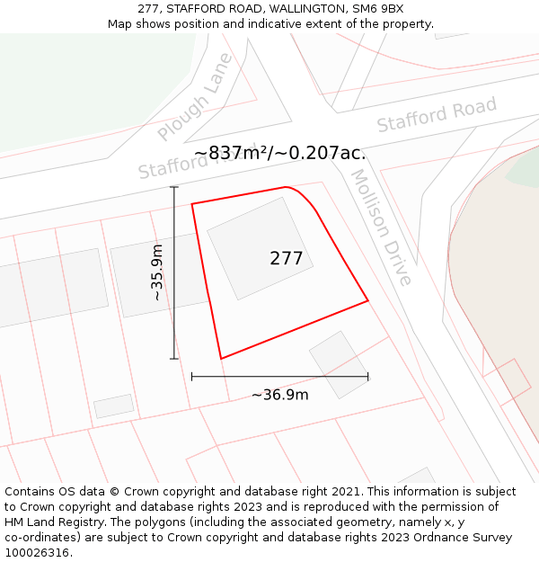 277, STAFFORD ROAD, WALLINGTON, SM6 9BX: Plot and title map