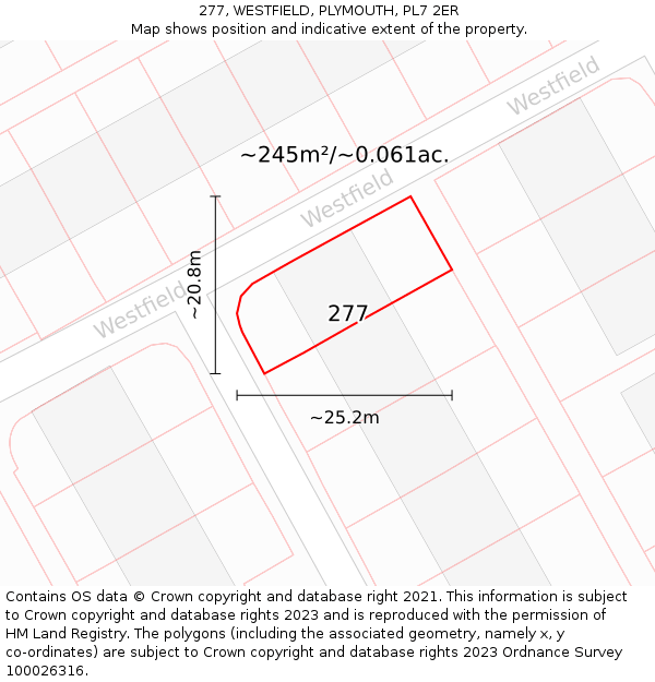 277, WESTFIELD, PLYMOUTH, PL7 2ER: Plot and title map