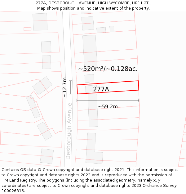 277A, DESBOROUGH AVENUE, HIGH WYCOMBE, HP11 2TL: Plot and title map