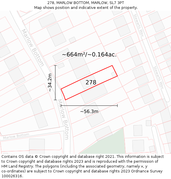 278, MARLOW BOTTOM, MARLOW, SL7 3PT: Plot and title map