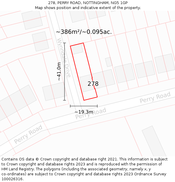 278, PERRY ROAD, NOTTINGHAM, NG5 1GP: Plot and title map