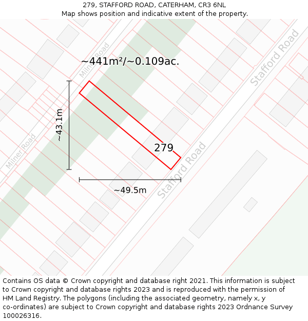 279, STAFFORD ROAD, CATERHAM, CR3 6NL: Plot and title map