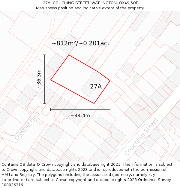 27A, COUCHING STREET, WATLINGTON, OX49 5QF: Plot and title map