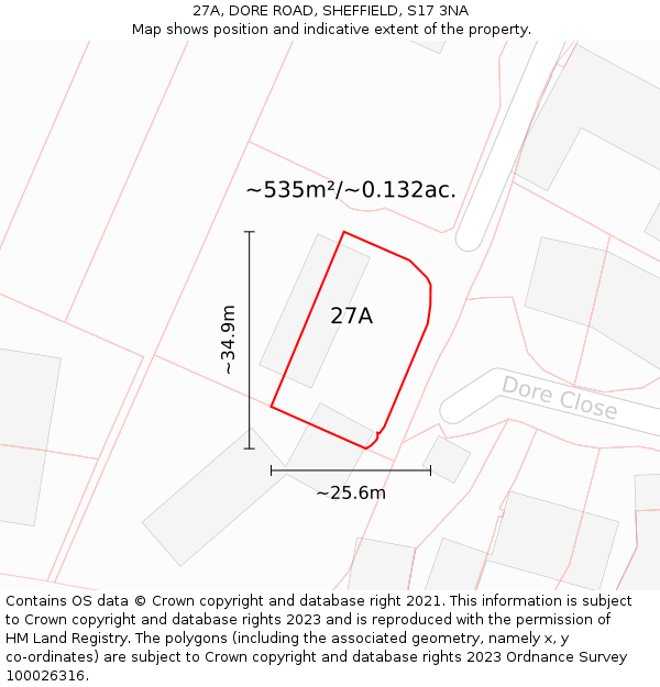 27A, DORE ROAD, SHEFFIELD, S17 3NA: Plot and title map