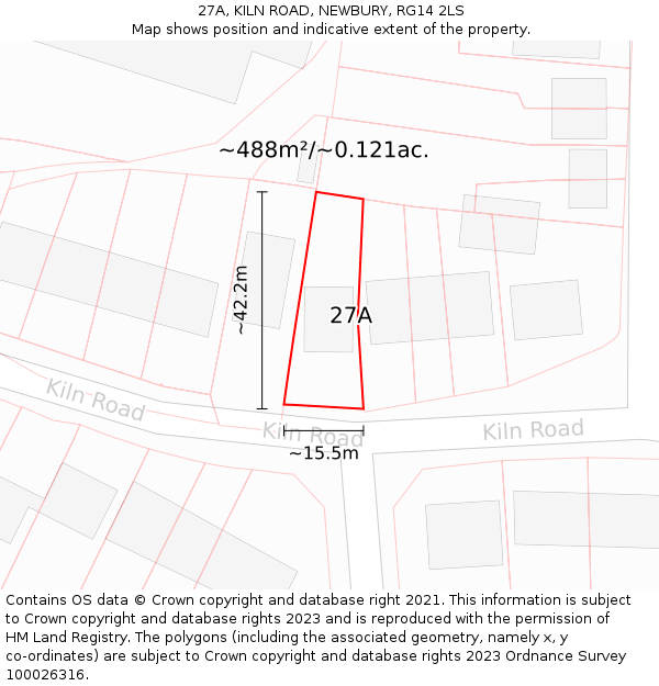 27A, KILN ROAD, NEWBURY, RG14 2LS: Plot and title map