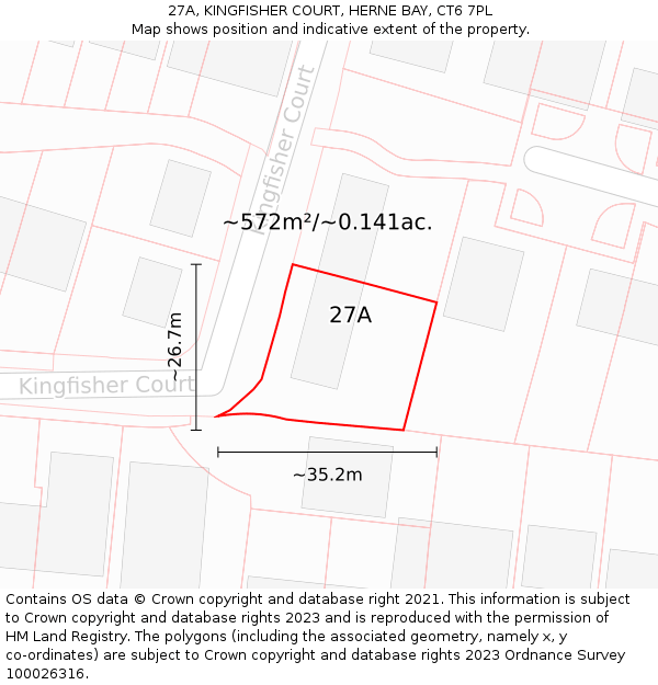 27A, KINGFISHER COURT, HERNE BAY, CT6 7PL: Plot and title map