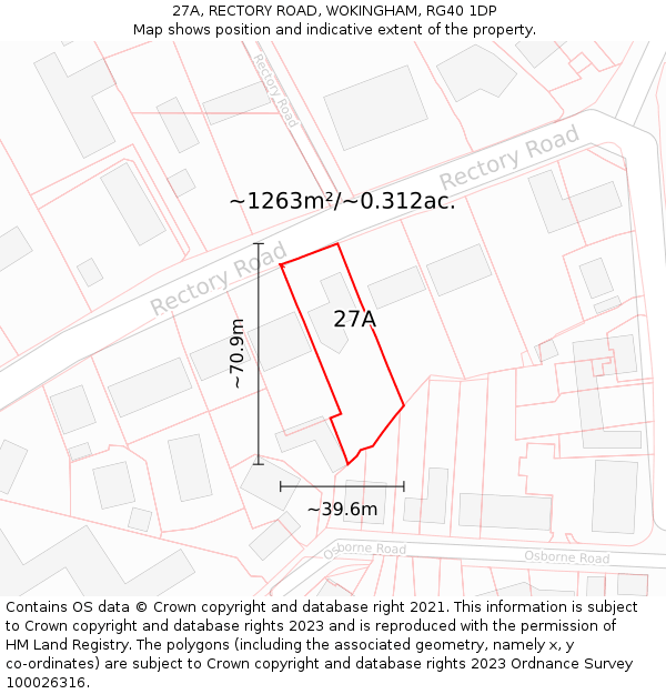 27A, RECTORY ROAD, WOKINGHAM, RG40 1DP: Plot and title map