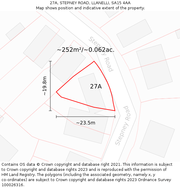 27A, STEPNEY ROAD, LLANELLI, SA15 4AA: Plot and title map