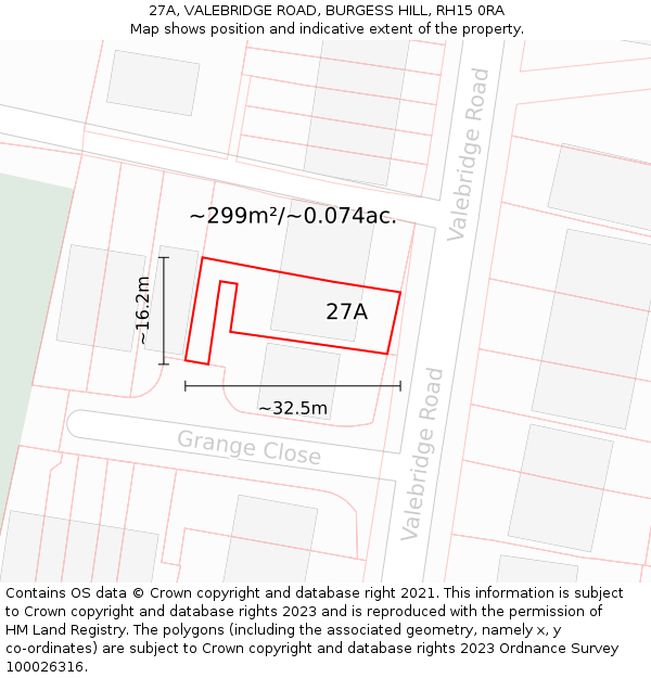 27A, VALEBRIDGE ROAD, BURGESS HILL, RH15 0RA: Plot and title map