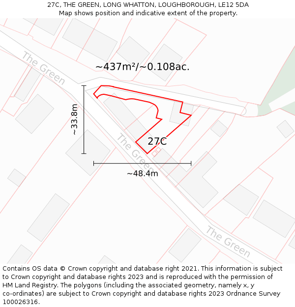 27C, THE GREEN, LONG WHATTON, LOUGHBOROUGH, LE12 5DA: Plot and title map