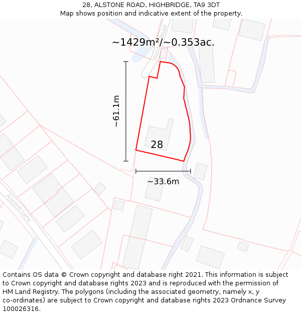 28, ALSTONE ROAD, HIGHBRIDGE, TA9 3DT: Plot and title map