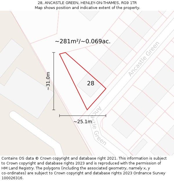 28, ANCASTLE GREEN, HENLEY-ON-THAMES, RG9 1TR: Plot and title map