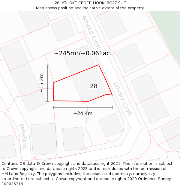 28, ATHOKE CROFT, HOOK, RG27 9UE: Plot and title map