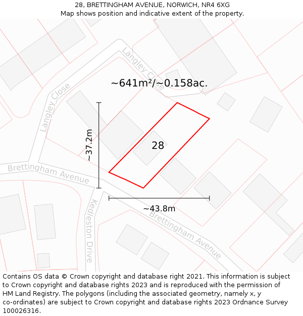 28, BRETTINGHAM AVENUE, NORWICH, NR4 6XG: Plot and title map