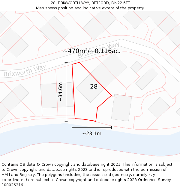 28, BRIXWORTH WAY, RETFORD, DN22 6TT: Plot and title map